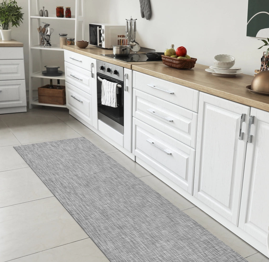 Tappeto Cucina Passatoia Antiscivolo Multiuso Soggiorno Corridoio No Pieghe Tinta Unita Effetto Rattan Intrecciata Lavabile Antimacchia  50x100cm - Donatella Grigio