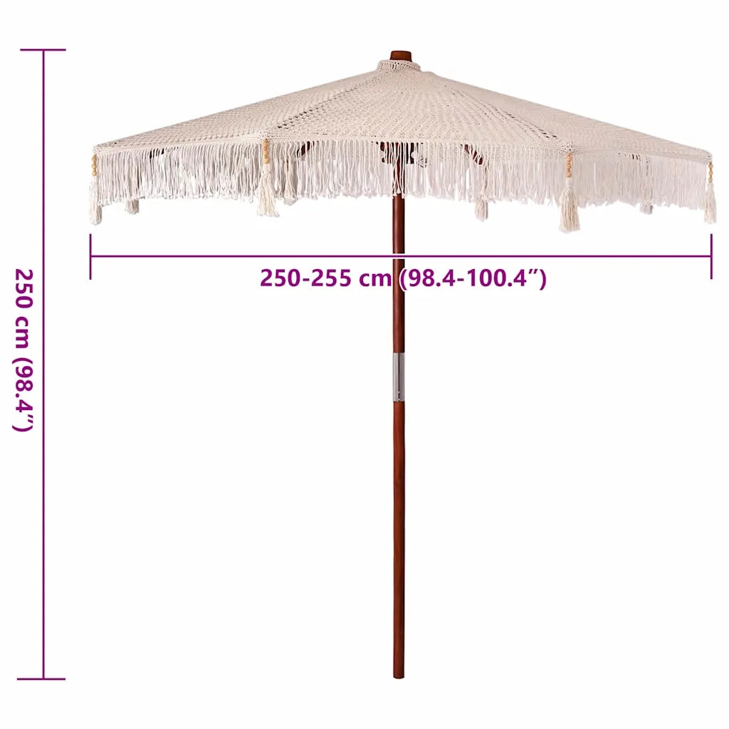 Parasole-Ombrellone da giardino in macram¨¨ Crema 252.5 x 252.5 x 260 cm