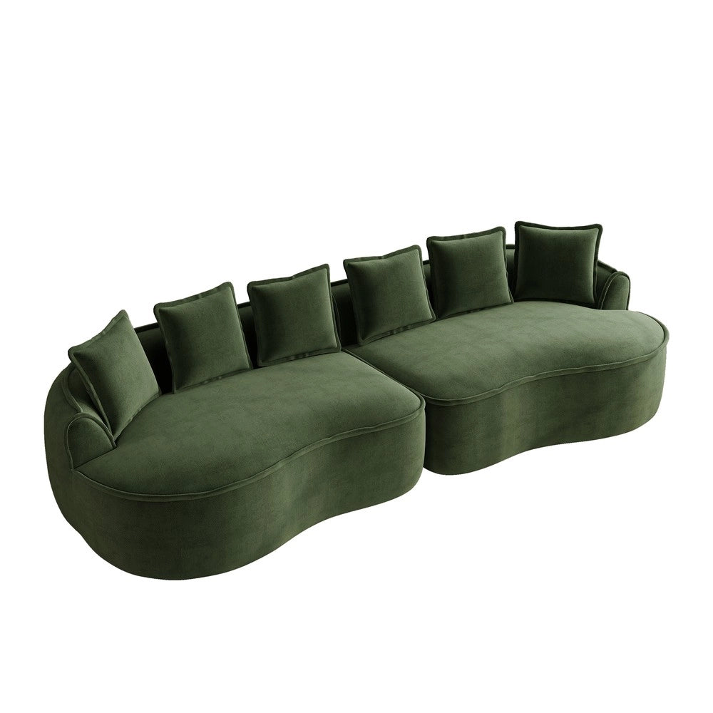 Divano 4 Posti in Tessuto Chenille con Cuscini ¨C Xylo ¨C Verde