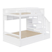 Letto a castello 140×200 cm; letto 3 posti con vano idraulico; ripiani; scala contenitore; senza materasso