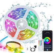 Striscia LED RGB Acqua-Resistente 5M - Adesivo Auto-Applicante con Comando a Distanza e APP, 16 Milioni di Colori per Esterno e Interno