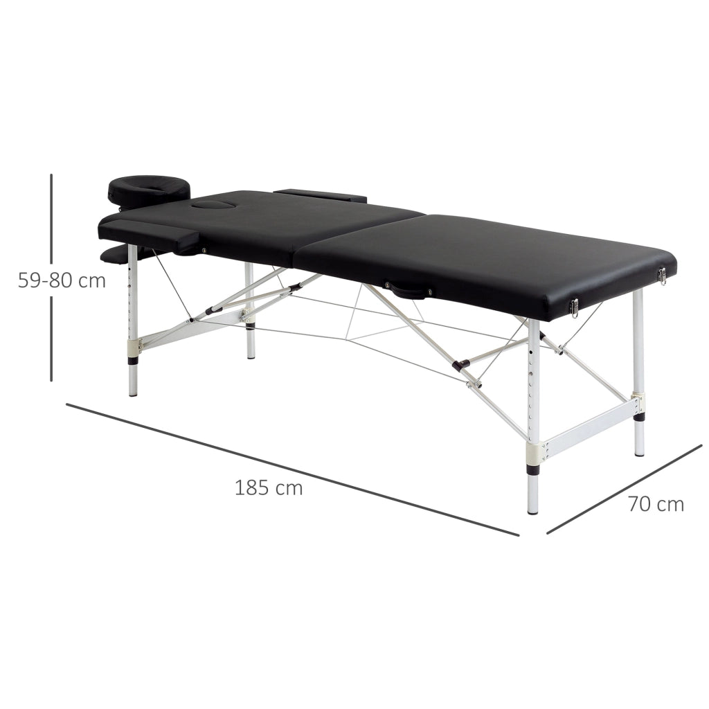 Lettino da Massaggio Fisioterapia 1 Snodo 185x70,1x80 cm in Legno  Nero