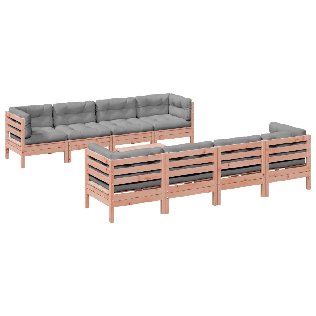 Set Divani Giardino 9 pz Cuscini Legno Massello Abete Douglas 3299363