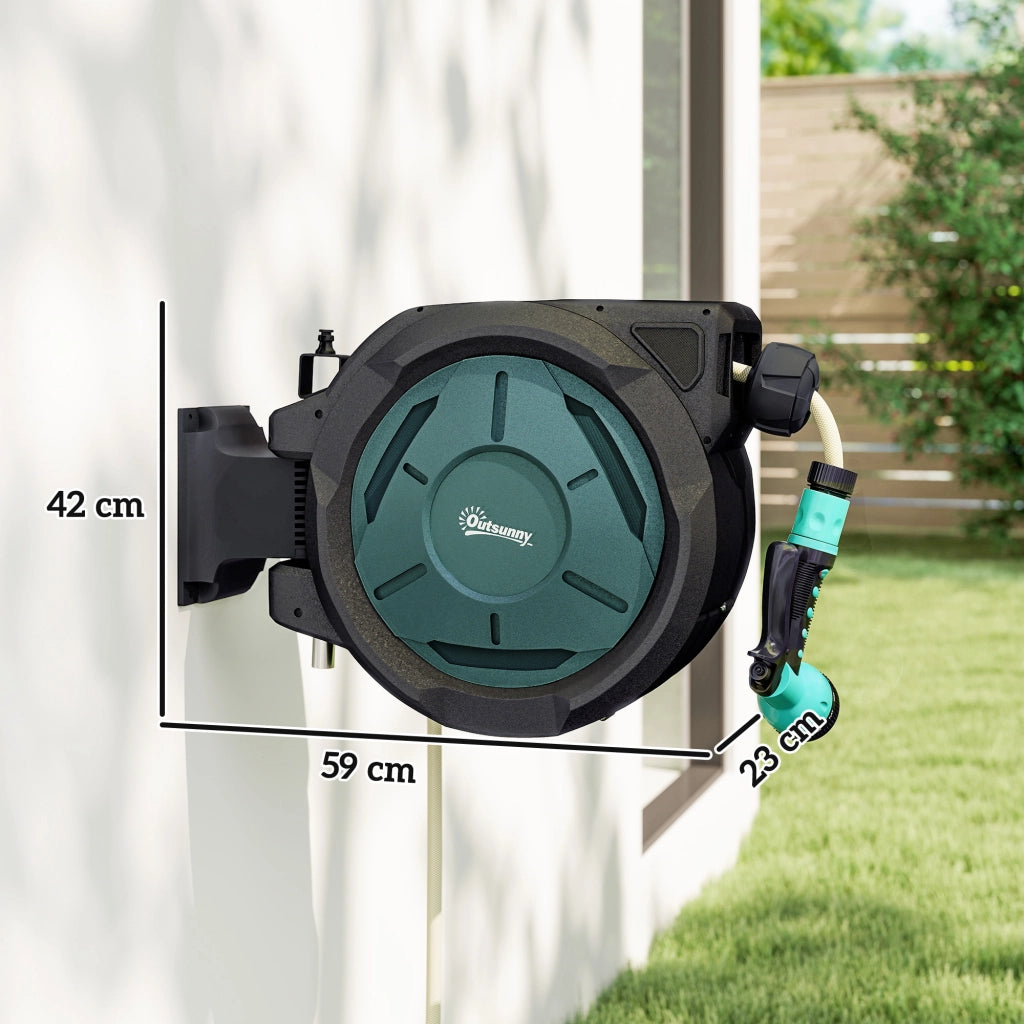 Supporto Muro per Tubo Irrigazione Retrattile 25m ¨C zephmum ¨C Verde 15mm