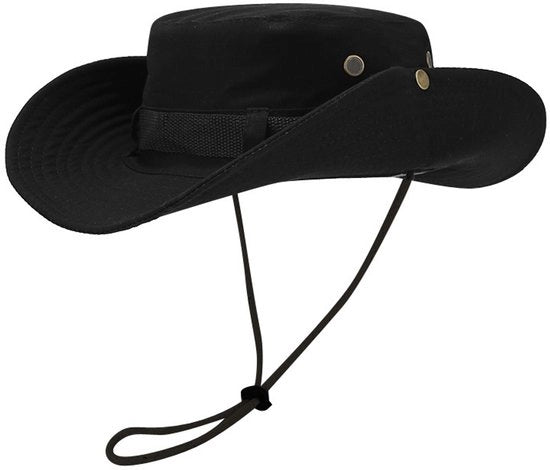 Cappello da sole, protezione respirante Cappello per pescatori Larga fascia Cappello da safari Cappello a rete respirante per campeggio escursioni viaggi - nero