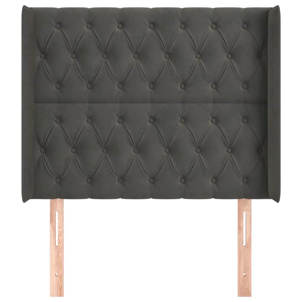 Testiera | Testata ad Orecchio GrigioScuro 103x16x118/128cm in Velluto