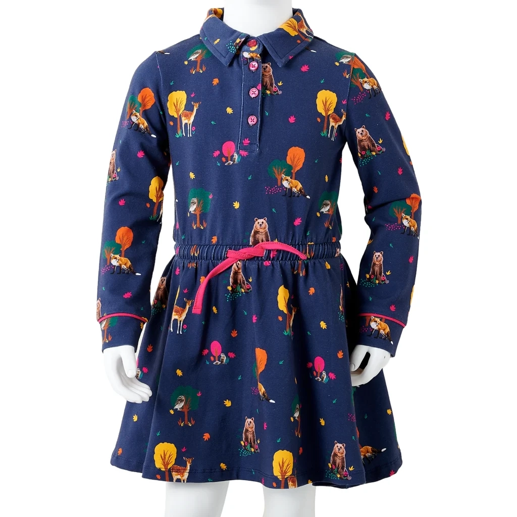 Abito Bambina Maniche Lunghe e Coulisse Blu Marino 140 CFW7476609
