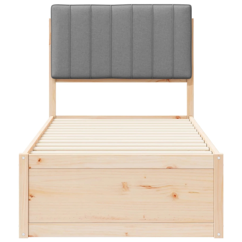 Letto con Testiera Rivestita Grigio chiaro 75 x 190 cm 877809