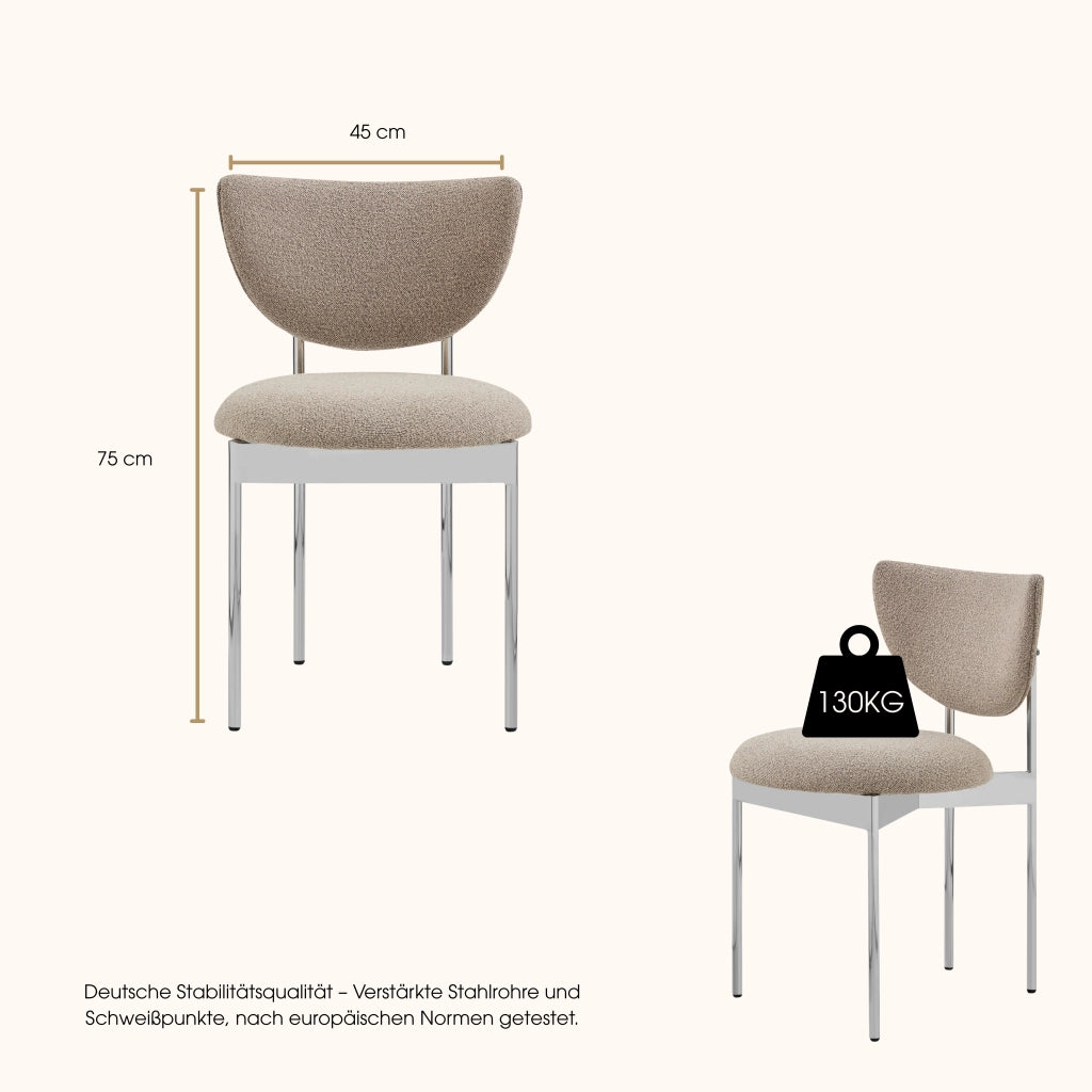 Set 2 Sedie da Pranzo Stile Scandinavo ¨C MINIMAL ¨C Tessuto, Gambe in Metallo, 78x60x56 cm