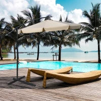 Ombrellone da Giardino Ø2.7x2.7m a Braccio con Tettuccio Regolabile, Marrone Chiaro