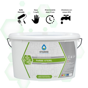 Farbe steril pittura coprente igienizzante antimuffa opaca permeabile vapore *** formato 12.5 lt, confezione 1