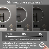 AICA Specchio da bagno 120 x 120 cm, antiappannamento, dimmerabile, interruttore touch, Funzione Memoria