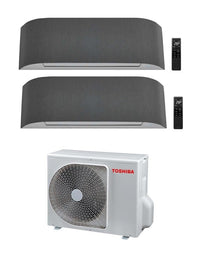 Climatizzatore Condizionatore Toshiba Dual Split Inverter serie HAORI 13000+13000 (12000+12000) con RAS-2M18U2AVG-E Wi-Fi Integrato Grigio Chiaro/Grigio Scuro 13+13 (12+12) - NOVITA' Grigio Scuro