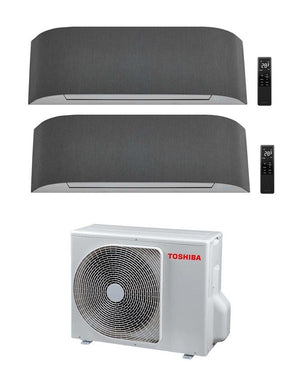 Climatizzatore Condizionatore Toshiba Dual Split Inverter serie HAORI 13000+13000 (12000+12000) con RAS-2M18U2AVG-E Wi-Fi Integrato Grigio Chiaro/Grigio Scuro 13+13 (12+12) - NOVITA' Grigio Scuro
