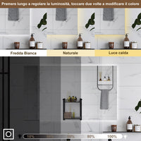 AICA Specchio da bagno 90 x 70 cm, dimmerabile, Funzione Memoria, antiappannamento, 3 colori