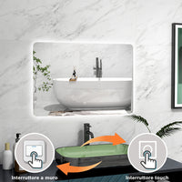 AICA Specchio da bagno 90 x 60 cm, Regorabile, interruttore touch, Funzione Memoria