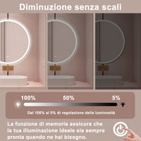 AICA Specchio da bagno 120 x 120 cm, antiappannamento, dimmerabile, interruttore touch, Funzione Memoria