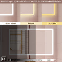 AICA Specchio da bagno  60 x 50 cm, dimmerabile, Funzione Memoria, antiappannamento, 3 colori