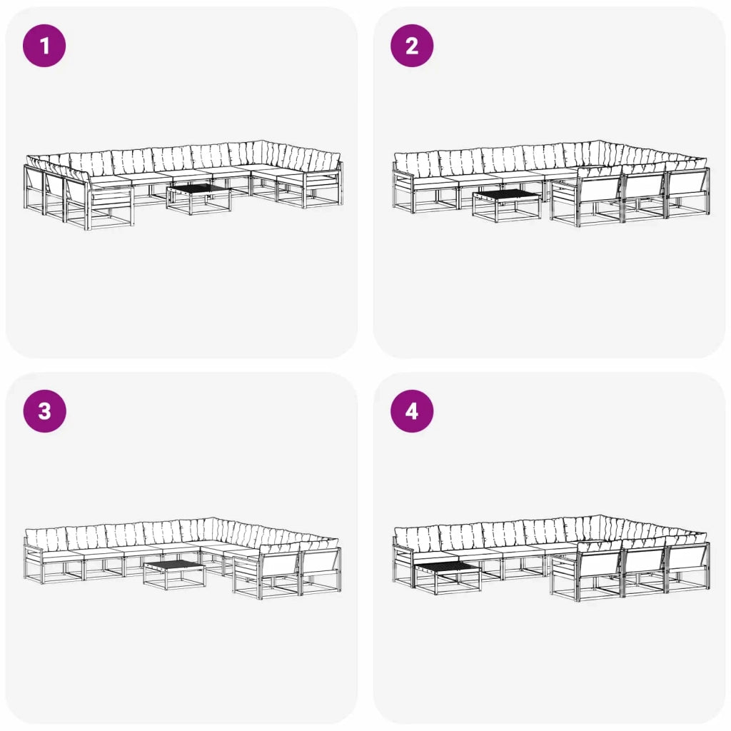 Set di divani da esterno 11 pz Bianco e Nero 3389134