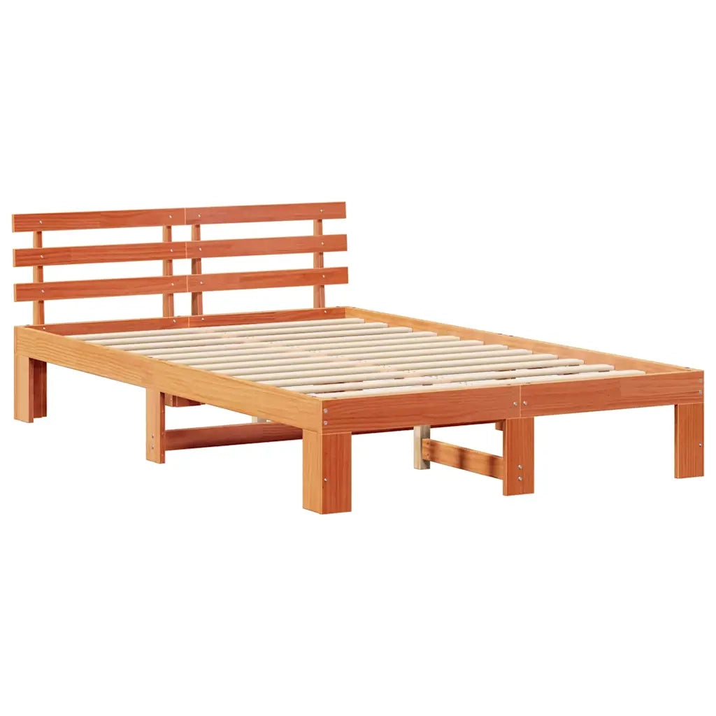 Struttura del letto Marrone cerato 140 x 190 cm Pino massello 872616