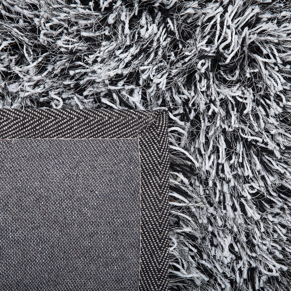 Tappeto Shaggy Tappeto a pelo lungo Solido poliestere bianco e Nero Rettangolare 80 x 150 cm