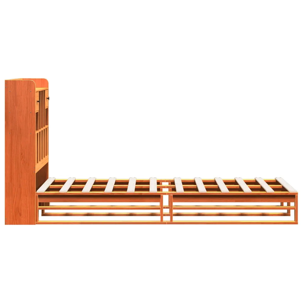 vidaXL Letto Libreria senza Materasso Marrone Cera 100x200 cm in Pino