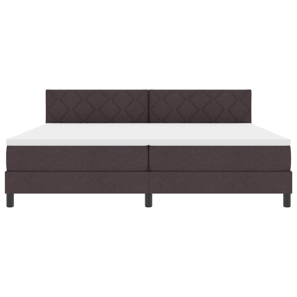 Letto con Box Spring e Materasso & LED Marrone Scuro 200x200 cm Tessuto