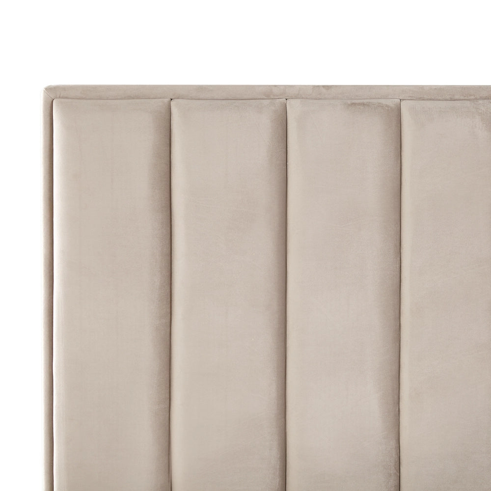 Letto Matrimoniale con Contenitore in Velluto tortora 160 x 200 cm con poggiatesta imbottita ottomana gambe in metallo Nero