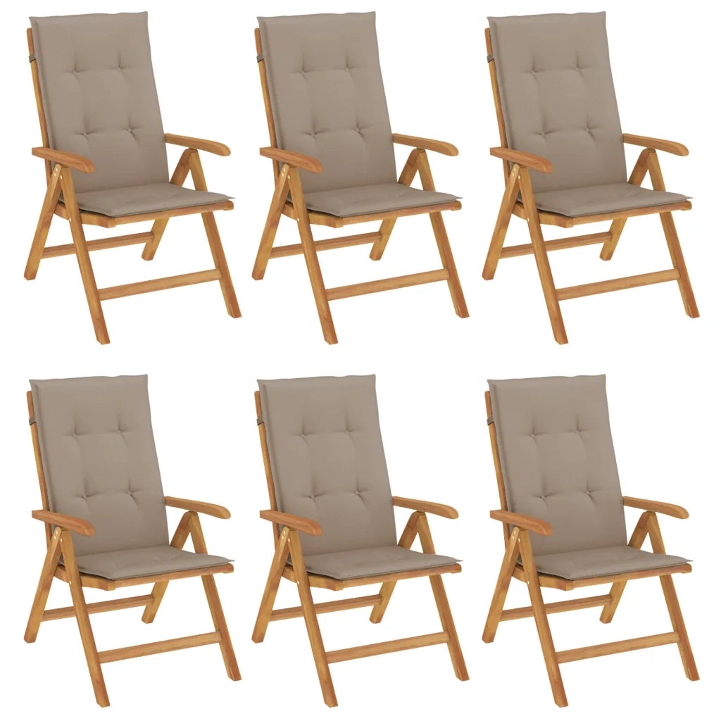 Sedie da Giardino Reclinabili con Cuscini 6 pz in Legno di Teakcod mxl 125008