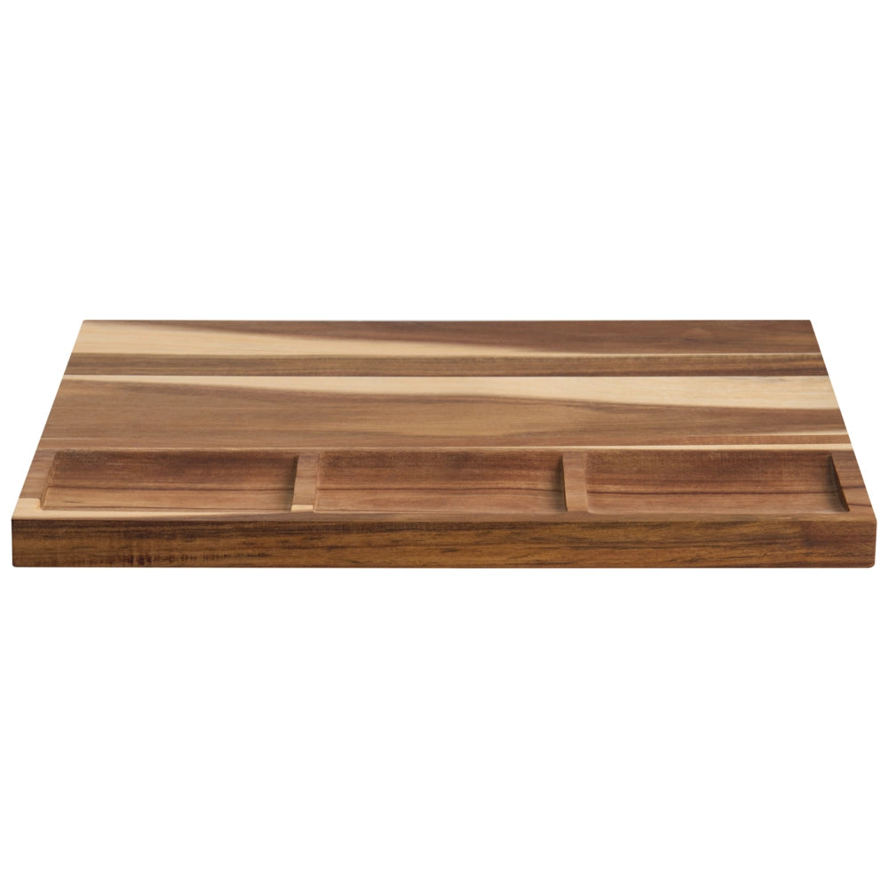 Tagliere in legno di acacia marrone con scomparti di separazione  Accessori da cucina