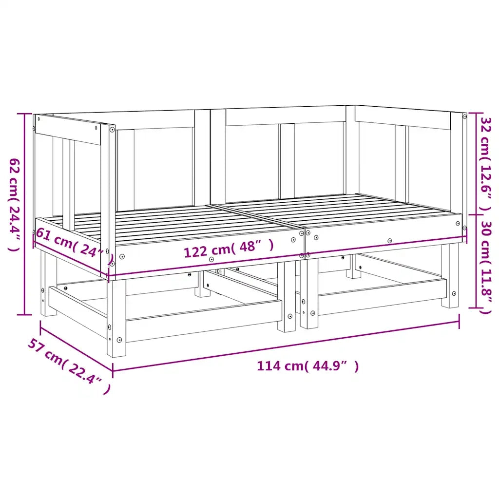 Divani Angolari da Giardino 2 pz in Legno Massello di Pino 825394