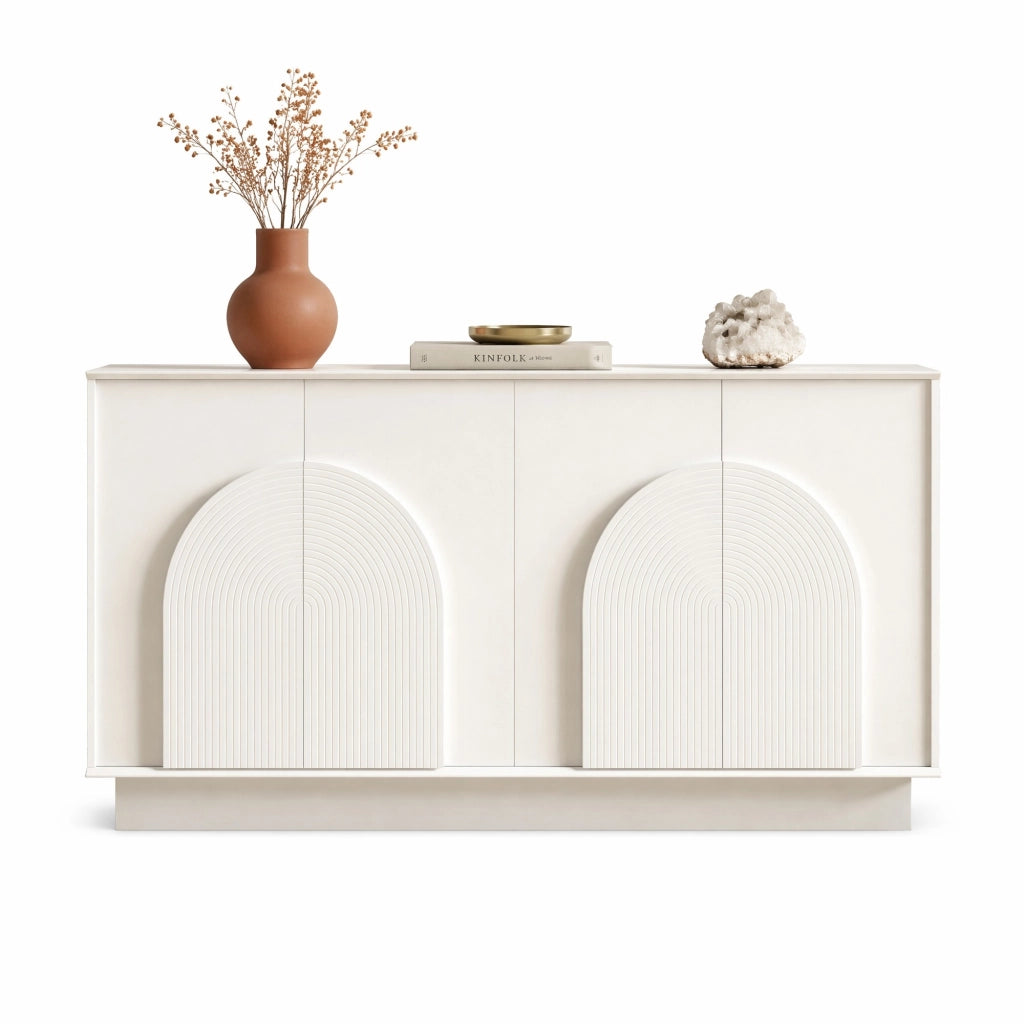 Sideboard bianco con 4 porte in MDF; 160 x 38 x 80 cm