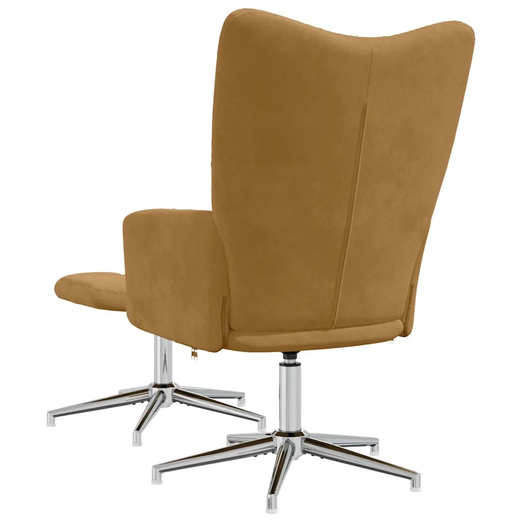 Poltrona Relax con Poggiapiedi Marrone in Velluto cod mxl 15048