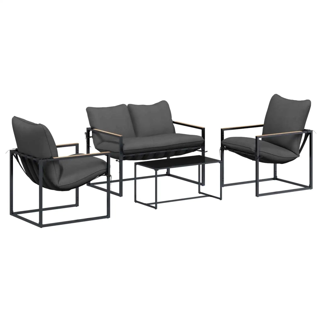 Set Divano da Giardino 4 pcs Nero e antracite Acciaio 3428164