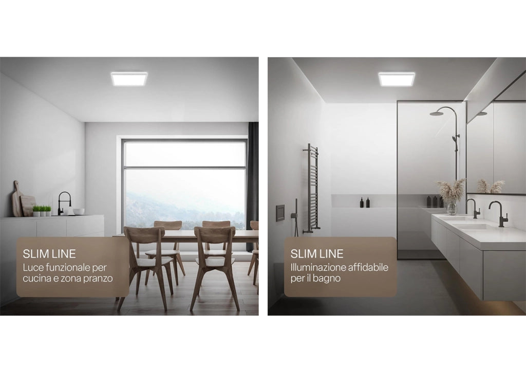 Plafoniera LED Ultrapiatta Quadrata con Retroilluminazione Indiretta Luce Bianco Neutro Impermeabile IP44 per Bagno e Cucina, 29x29x3 cm Bianco