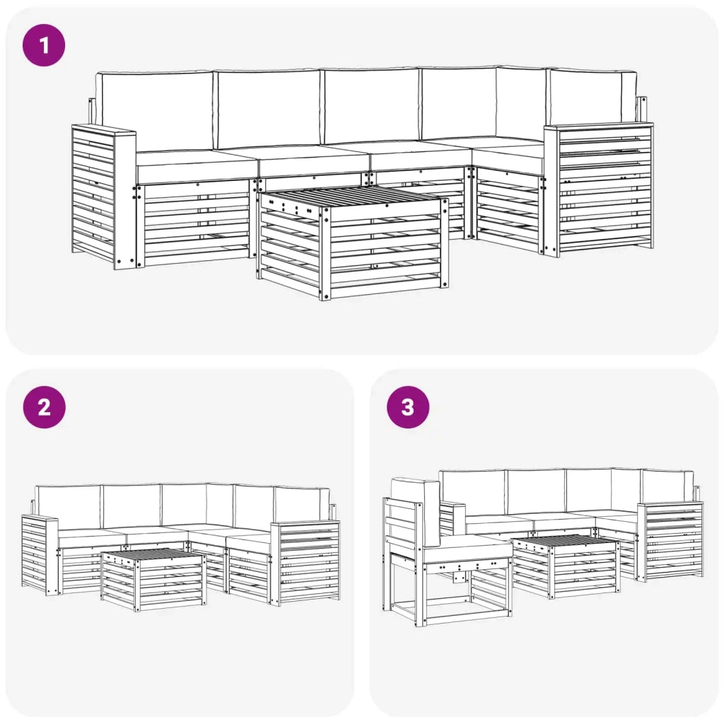 Set divano sezionale con cuscino 6 pcs Naturale e Crema 3374855