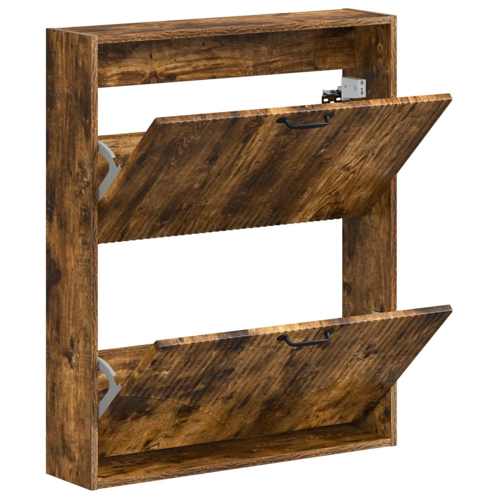 Mobiletto per Scarpe da Muro HOORN 71 x 17 x 86 cm Rovere Fumo 897300