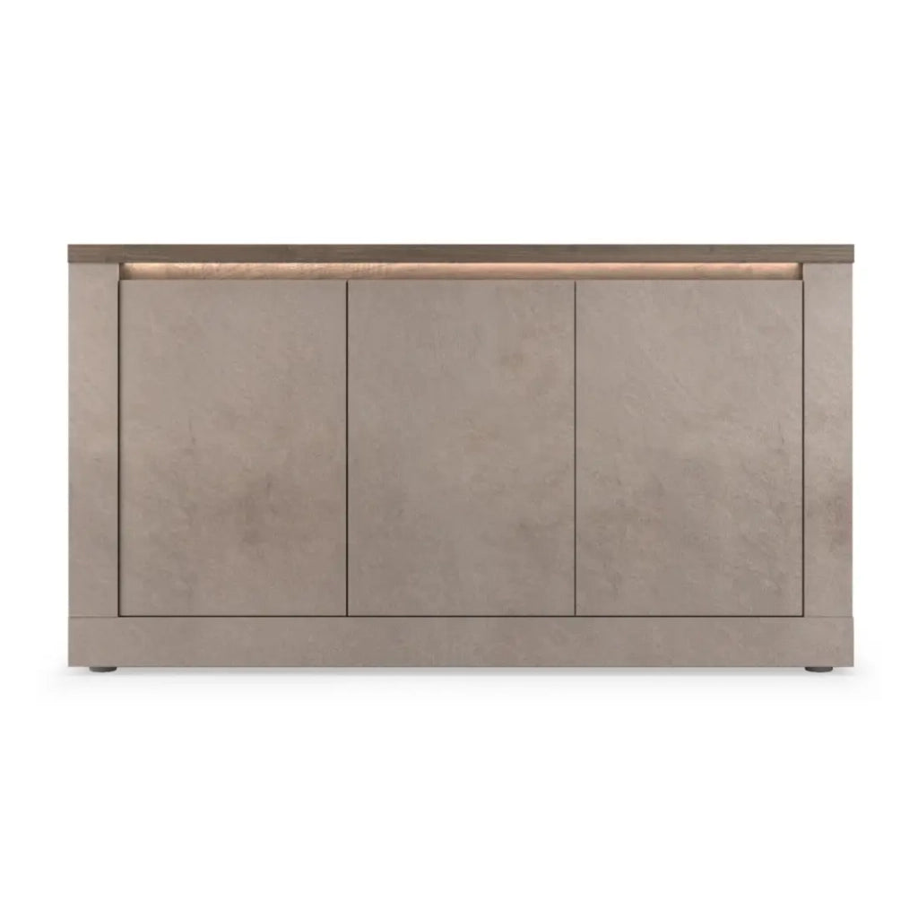 Buffet SASHA – 3 porte con LED – Bronzo e piano in legno Mercurio