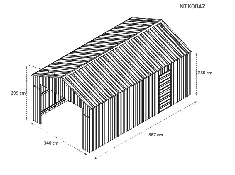 Casetta Box da Giardino in Lamiera di Acciaio 360x912x307 cm Legno