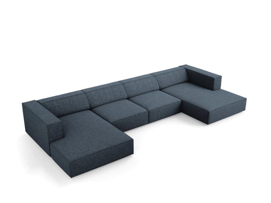 Cosmopolitan Design - Divano panoramico "Arendal" 6 posti in ciniglia blu reale 
