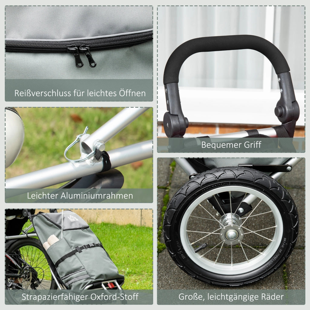 CARRELLO 2 in 1 per bici e spesa 53x43x110 cm Alluminio Grigio