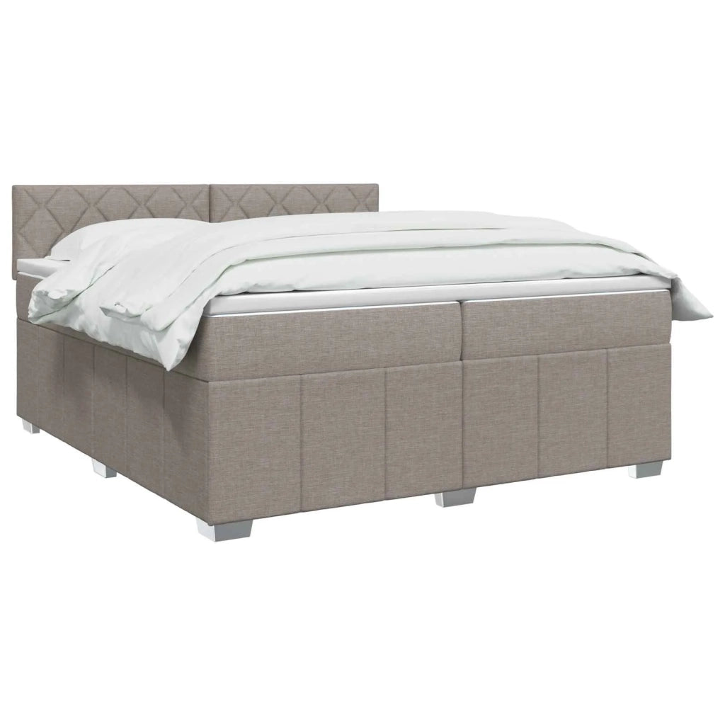 Letto box spring con materasso Tortora 200 x 200 cm Tessuto 3451301