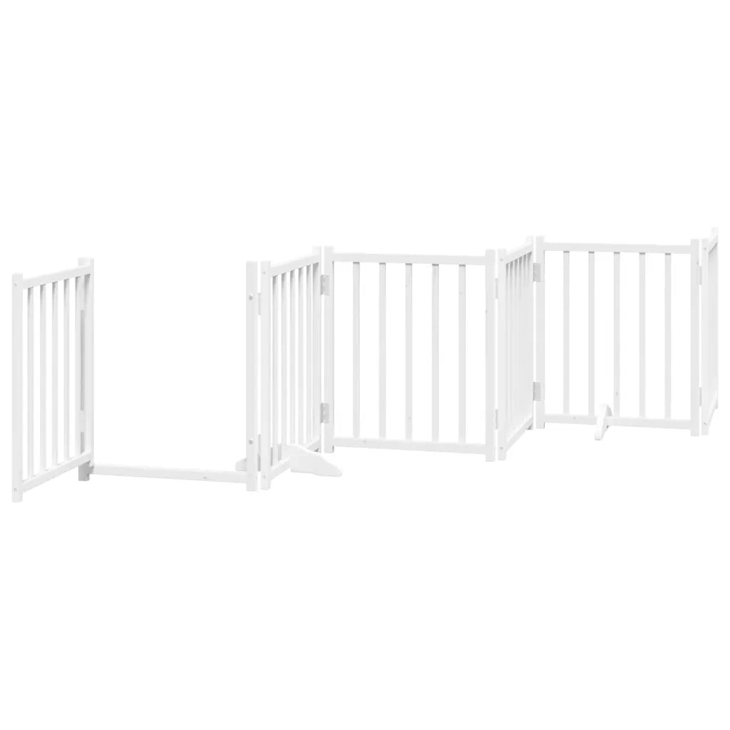 Cancello Cani Porta Pieghevole Bianco 9 Pannelli 450 cm Pioppo 3155703