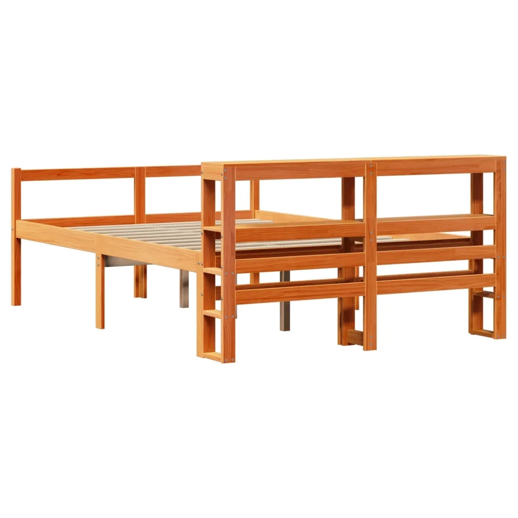 Giroletto con Testiera Marrone Cera 135x190 cm Massello Pino