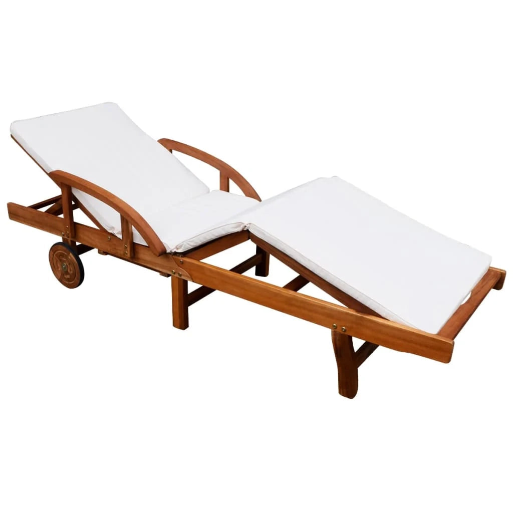 Lettino prendisole sedia a sdraio lettino prendisole letto da giardino mobili da esterno per patio con cuscino legno massello di acacia 02_0012350