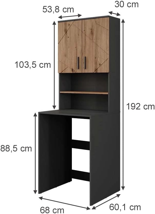 Struttura per mobile lavatrice Irma, Antracite/Artisan, 68 x 103.5 cm con 2 porte