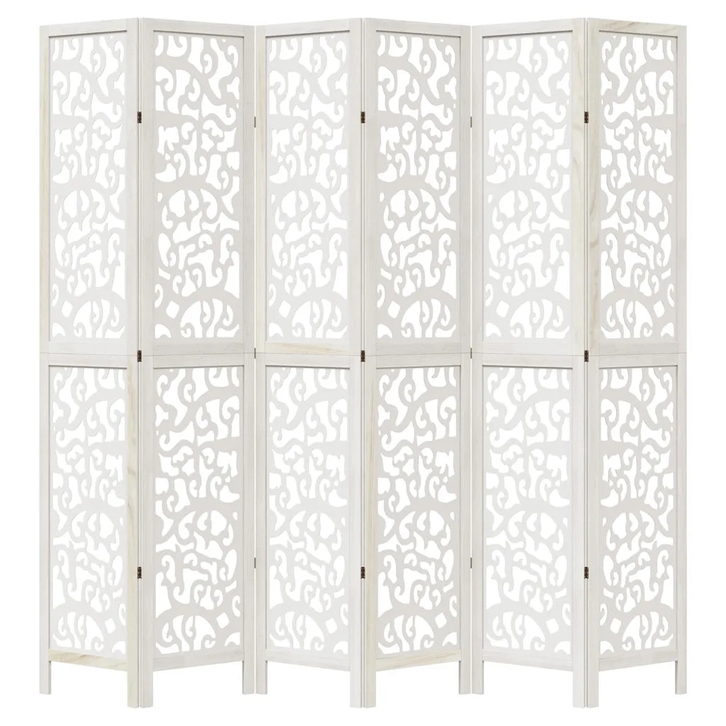 Divisorio Ambienti 6Pannelli Bianco Legno Massello di Paulownia