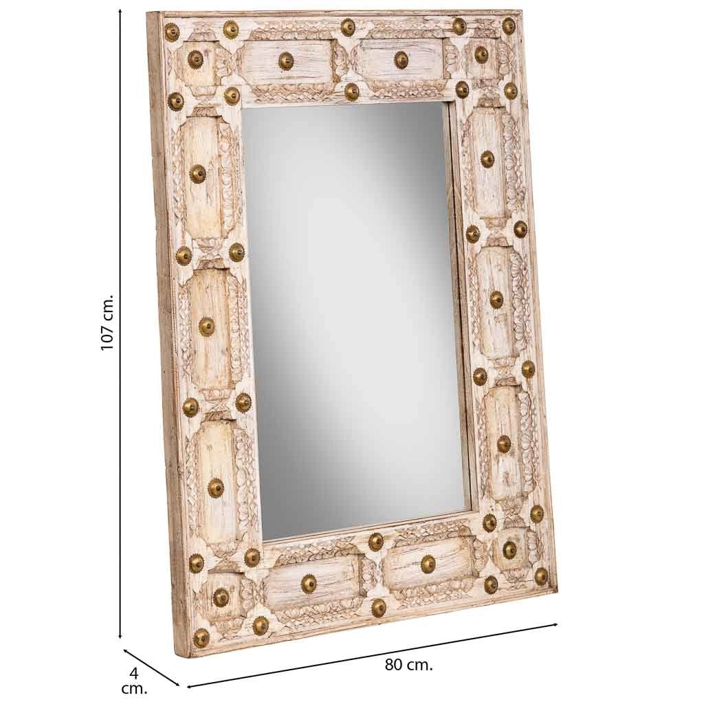 Specchio in legno marrone fatto a mano, 80x4x107h cm