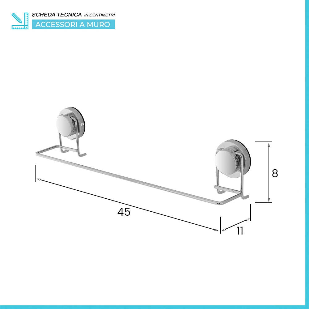 Set accessori a muro 4 pezzi in acciaio fissaggio con ventosa  Dinamik