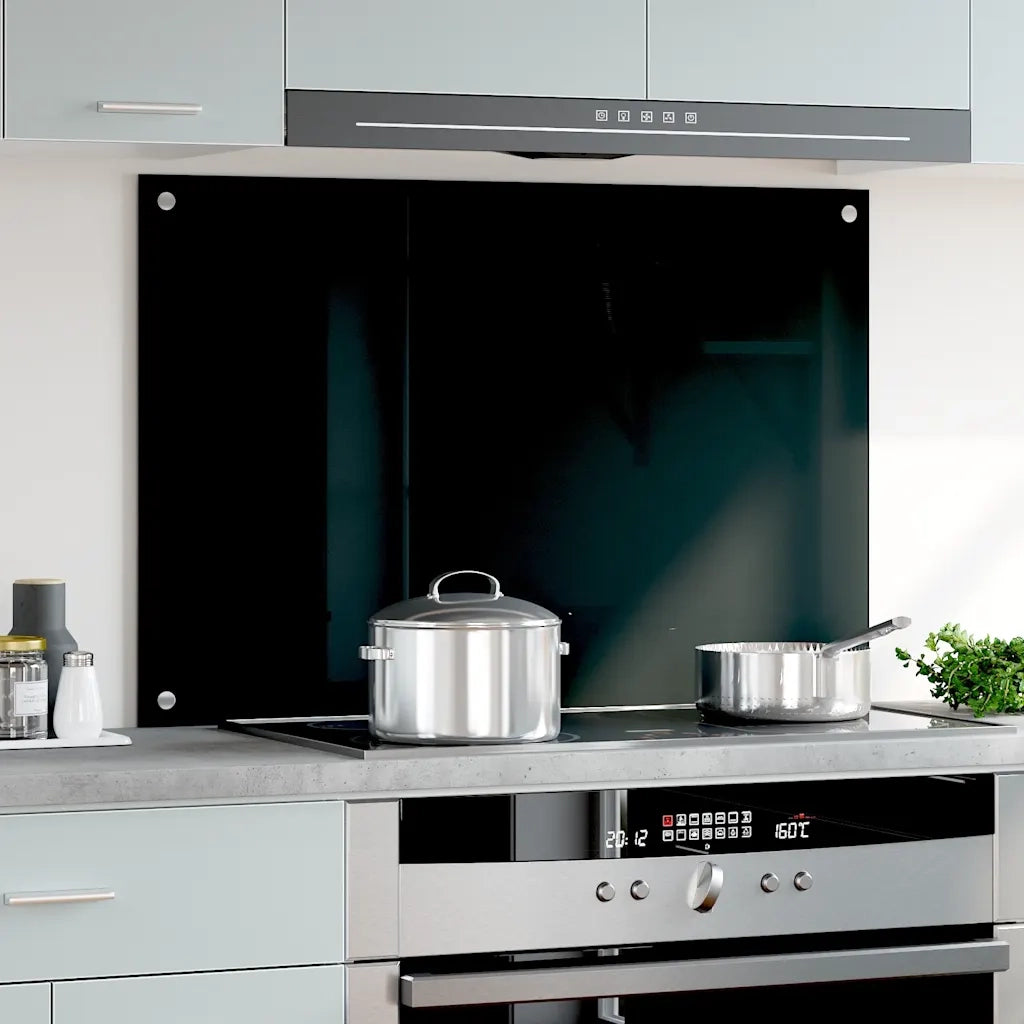 Paraschizzi per Cucina-Protezione parete cucina Nero 90x60 cm in Vetro Temperato